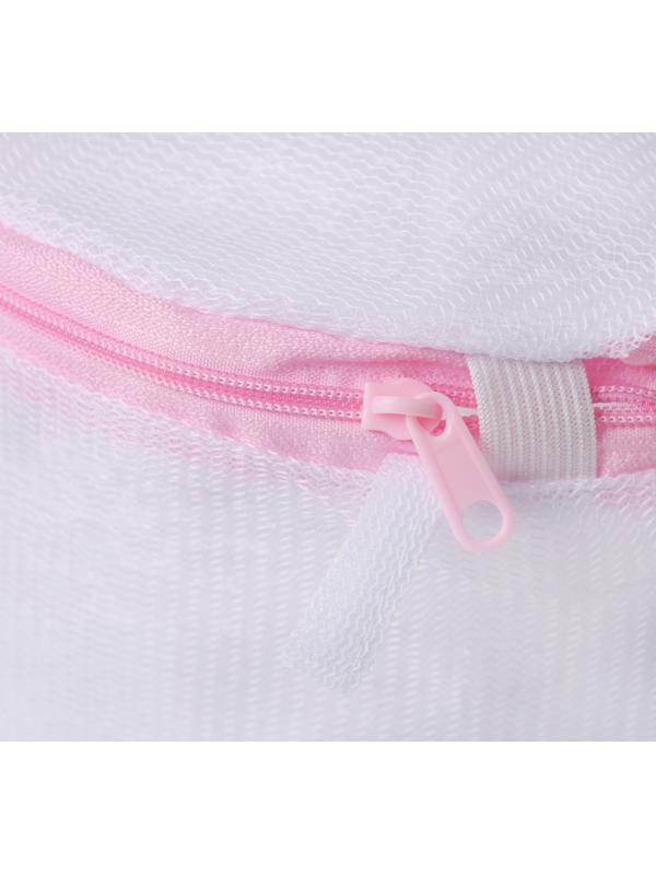 Мешок для стирки белья с диском Доляна, 15×15×19 см, мелкая сетка, цвет белый