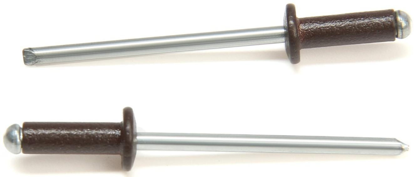 Заклёпки ТУНДРА krep, вытяжные, алюминий-сталь, 3,2х8 мм, темно-коричневые, 50 шт