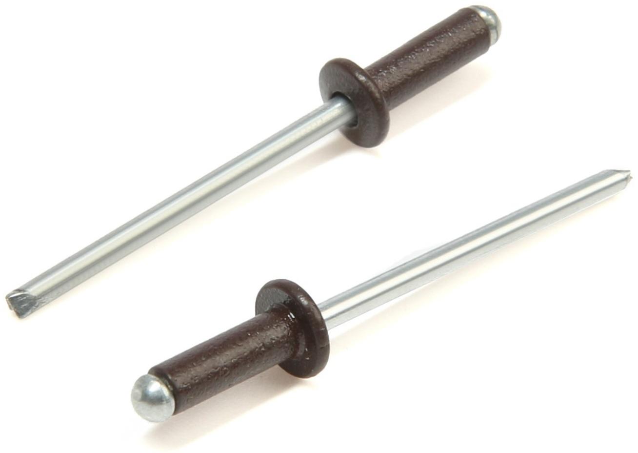 Заклёпки ТУНДРА krep, вытяжные, алюминий-сталь, 3,2х8 мм, темно-коричневые, 50 шт