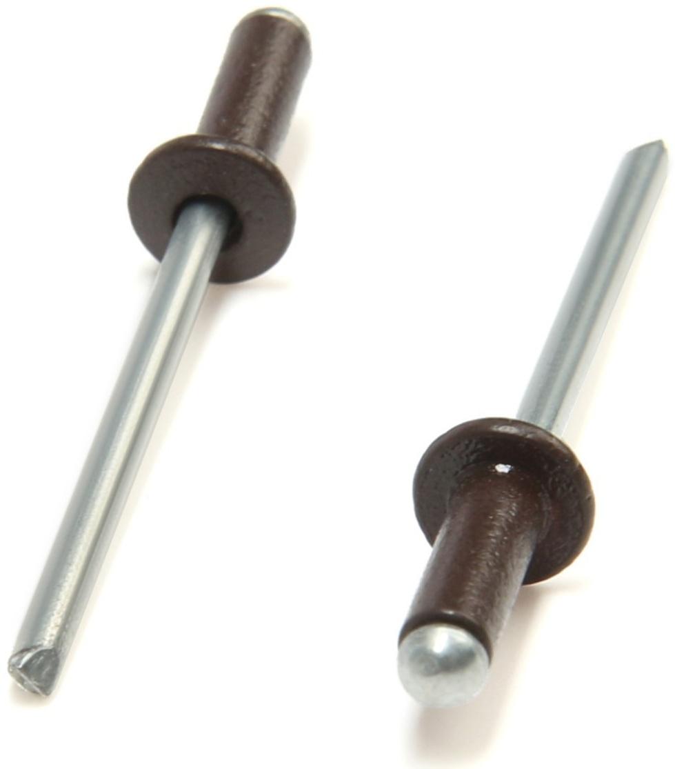 Заклёпки ТУНДРА krep, вытяжные, алюминий-сталь, 3,2х8 мм, темно-коричневые, 50 шт