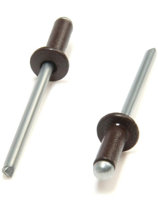 Заклёпки ТУНДРА krep, вытяжные, алюминий-сталь, 3,2х8 мм, темно-коричневые, 50 шт