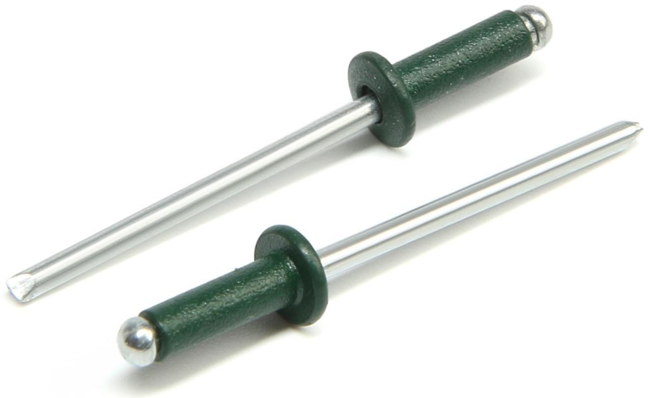 Заклёпки ТУНДРА krep, вытяжные, алюминий-сталь, 3,2х8 мм, темно-зеленые, 50 шт