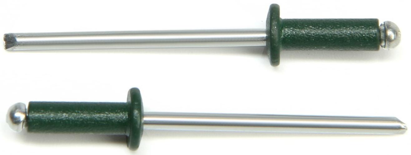 Заклёпки ТУНДРА krep, вытяжные, алюминий-сталь, 3,2х8 мм, темно-зеленые, 50 шт