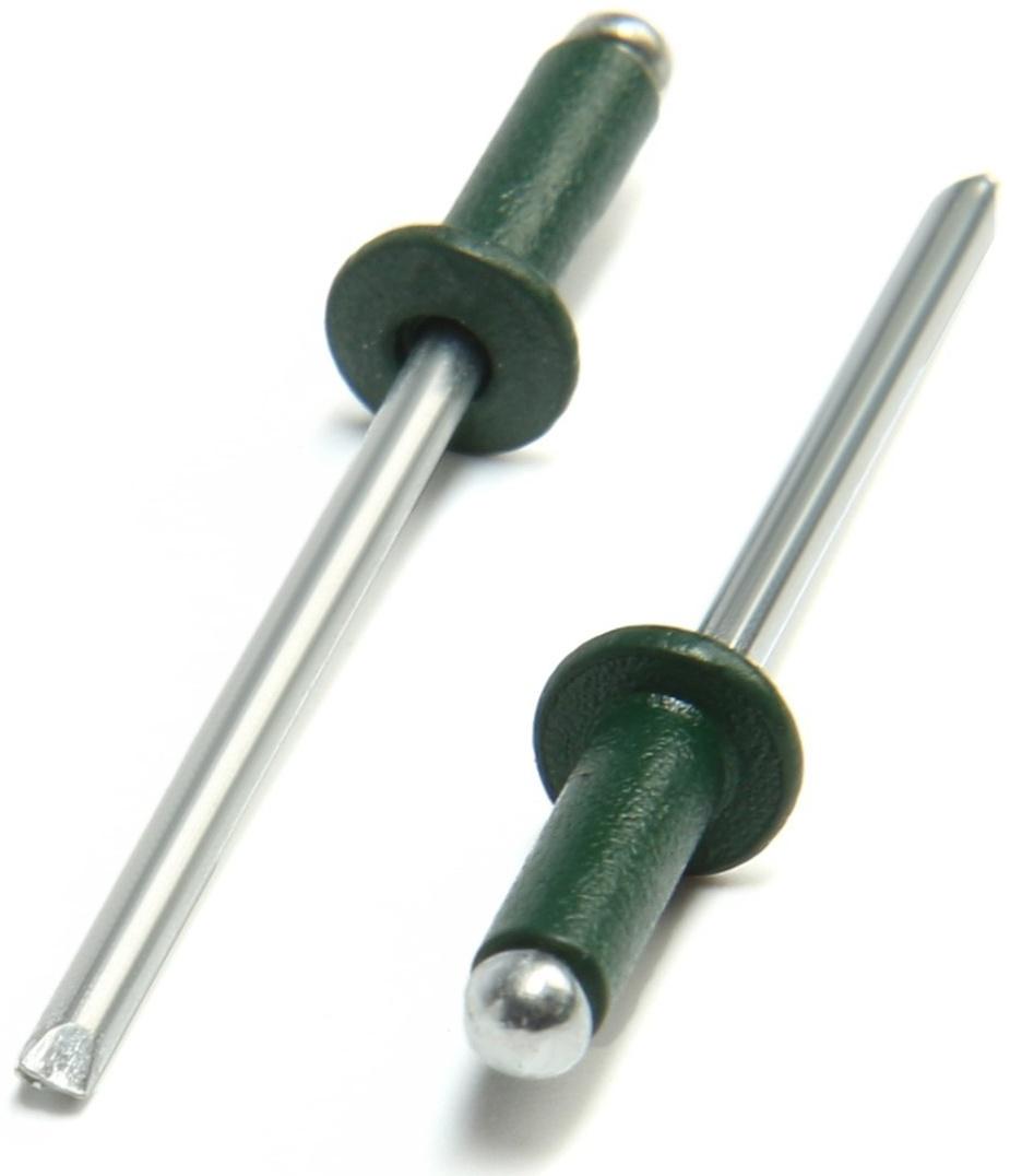 Заклёпки ТУНДРА krep, вытяжные, алюминий-сталь, 3,2х8 мм, темно-зеленые, 50 шт