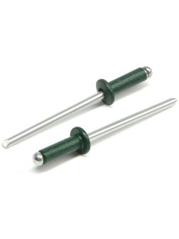 Заклёпки ТУНДРА krep, вытяжные, алюминий-сталь, 3,2х8 мм, темно-зеленые, 50 шт