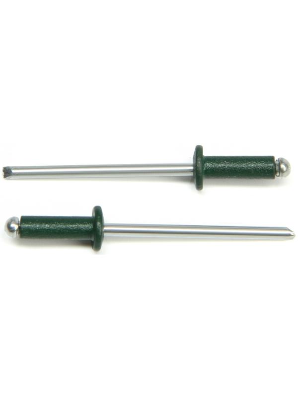 Заклёпки ТУНДРА krep, вытяжные, алюминий-сталь, 3,2х8 мм, темно-зеленые, 50 шт