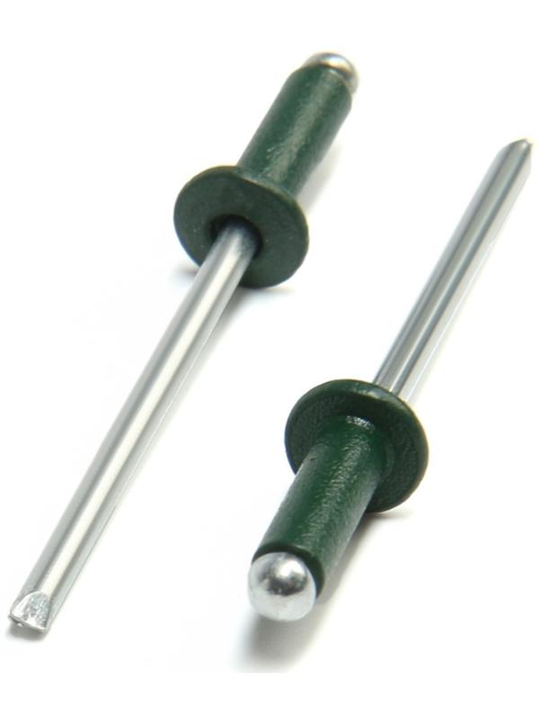 Заклёпки ТУНДРА krep, вытяжные, алюминий-сталь, 3,2х8 мм, темно-зеленые, 50 шт