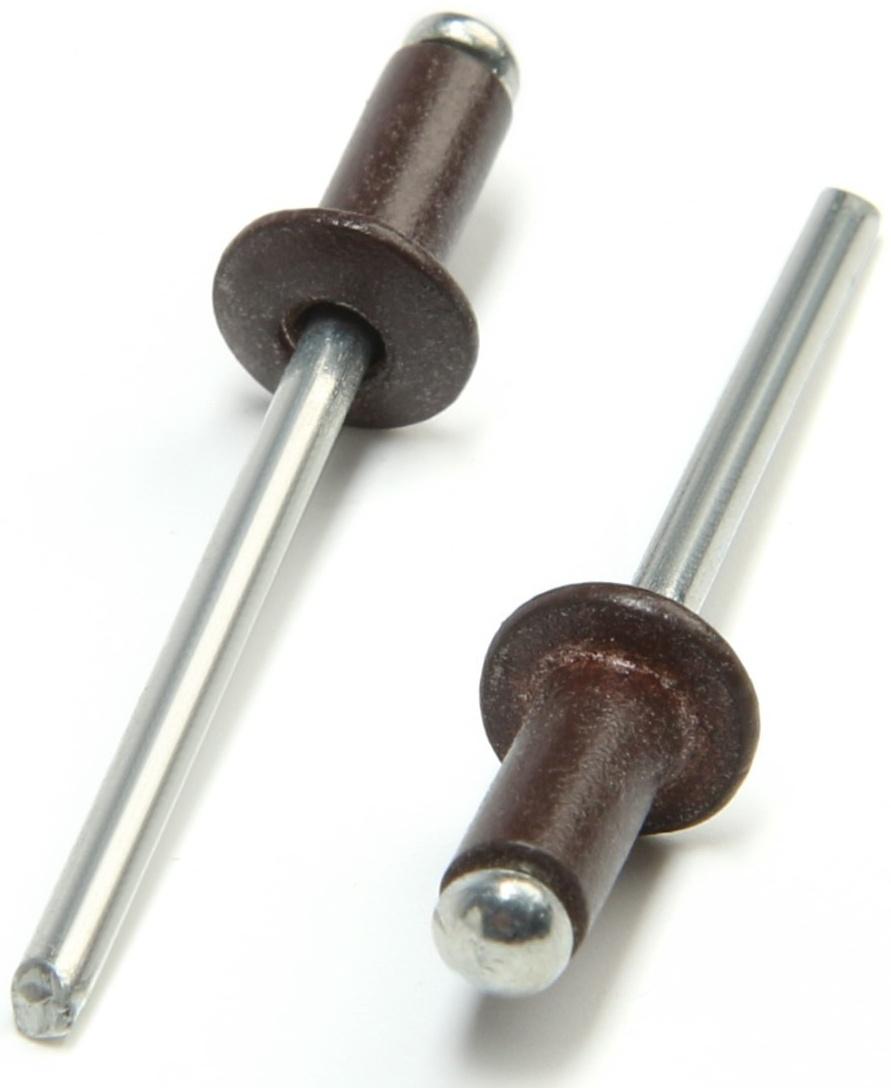 Заклёпки ТУНДРА krep, вытяжные, алюминий-сталь, 4х10 мм, темно-коричневые, 50 шт