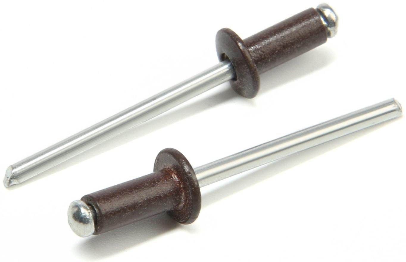 Заклёпки ТУНДРА krep, вытяжные, алюминий-сталь, 4х10 мм, темно-коричневые, 50 шт