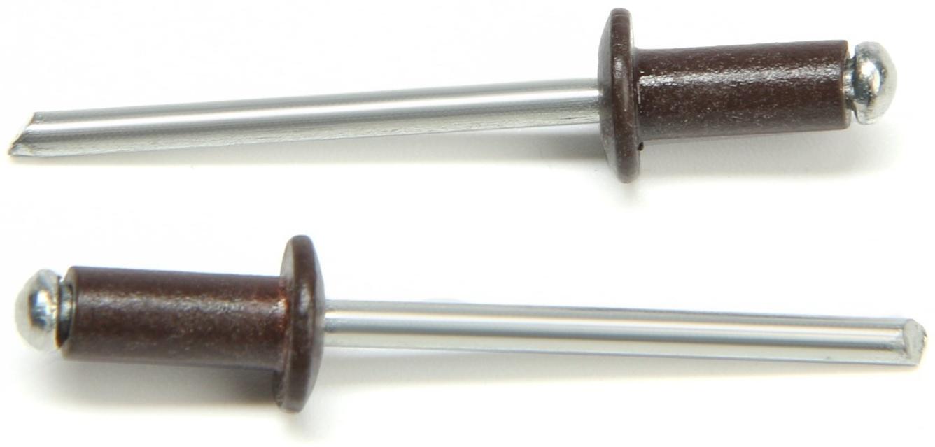 Заклёпки ТУНДРА krep, вытяжные, алюминий-сталь, 4х10 мм, темно-коричневые, 50 шт