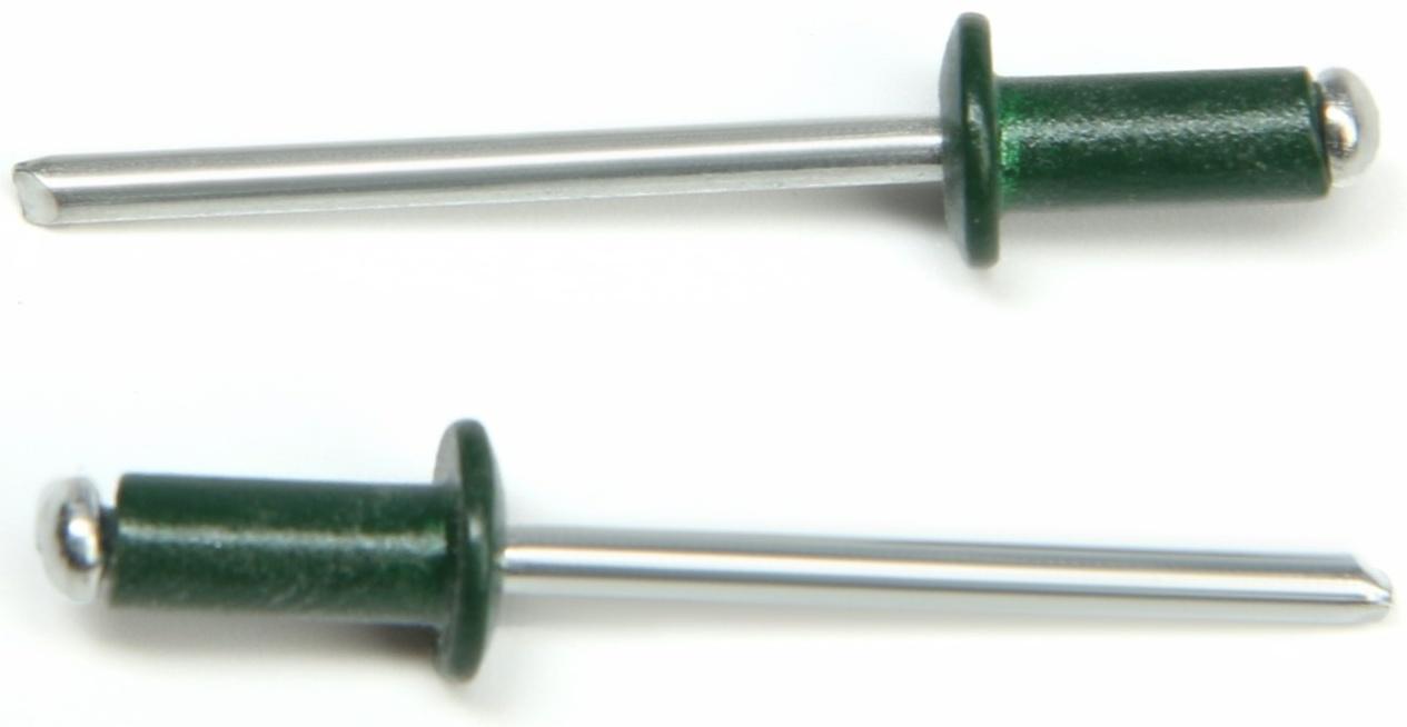 Заклёпки ТУНДРА krep, вытяжные, алюминий-сталь, 4х10 мм, темно-зеленые, 50 шт