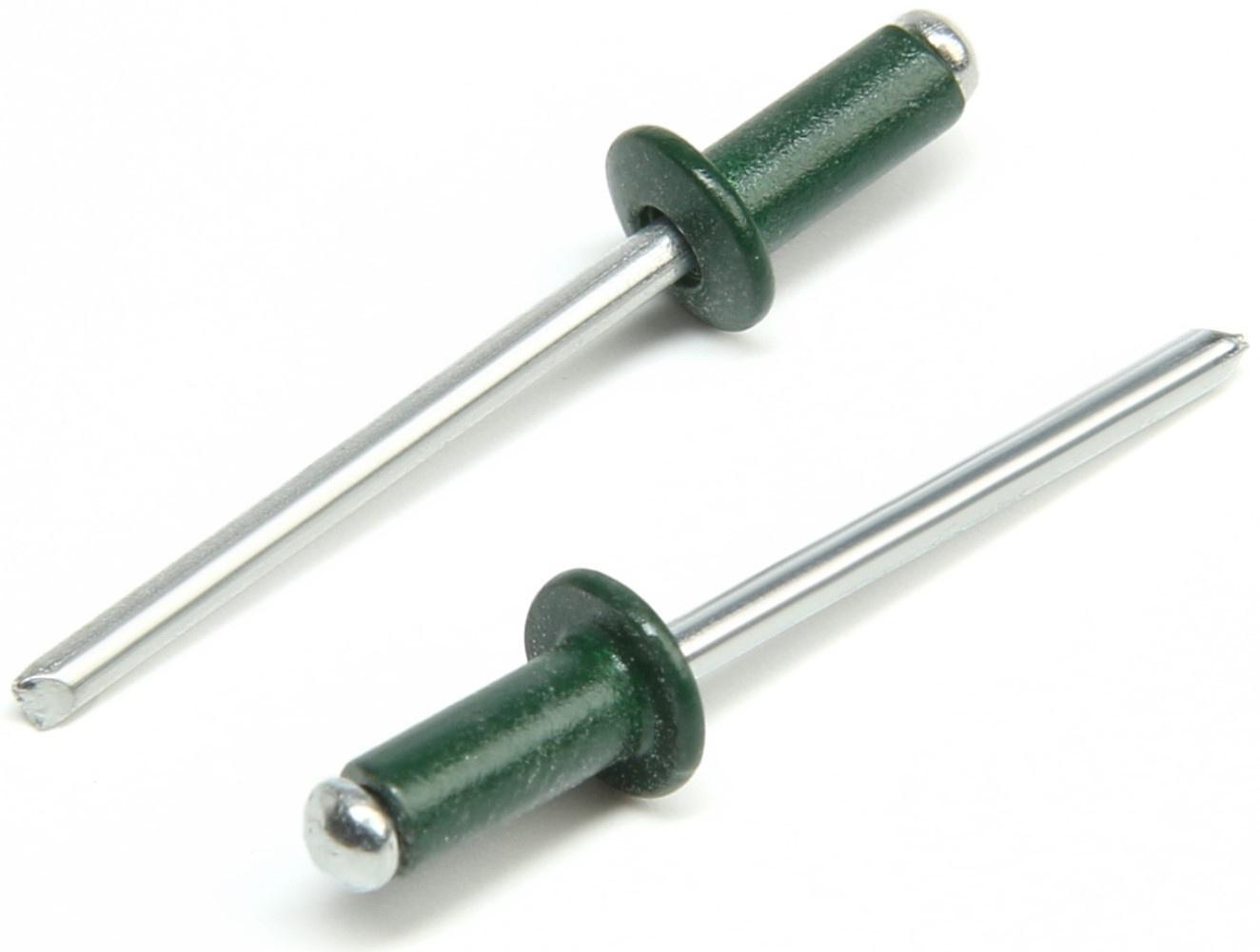 Заклёпки ТУНДРА krep, вытяжные, алюминий-сталь, 4х10 мм, темно-зеленые, 50 шт