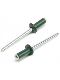 Заклёпки ТУНДРА krep, вытяжные, алюминий-сталь, 4х10 мм, темно-зеленые, 50 шт