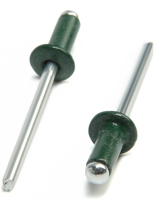 Заклёпки ТУНДРА krep, вытяжные, алюминий-сталь, 4х10 мм, темно-зеленые, 50 шт