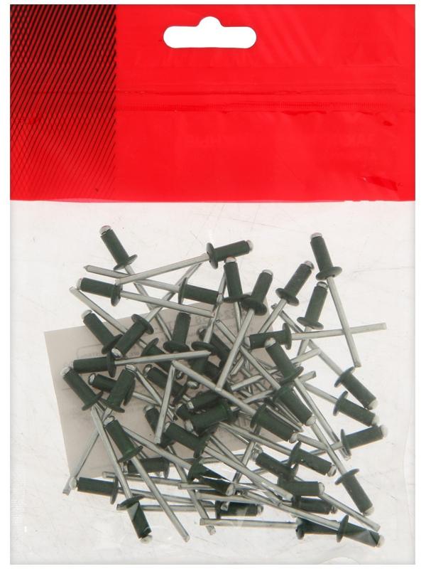 Заклёпки ТУНДРА krep, вытяжные, алюминий-сталь, 4х10 мм, темно-зеленые, 50 шт