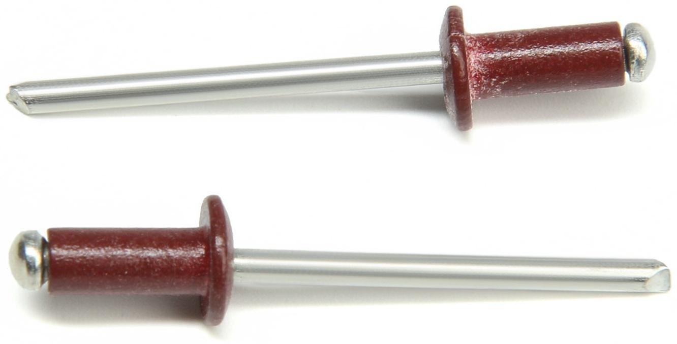 Заклёпки ТУНДРА krep, вытяжные, алюминий-сталь, 4х10 мм, красное вино, 50 шт
