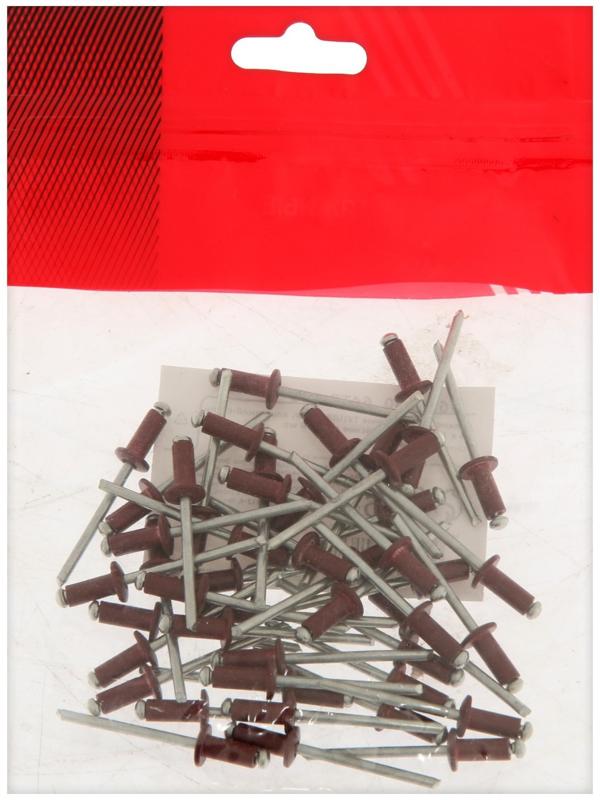 Заклёпки ТУНДРА krep, вытяжные, алюминий-сталь, 4х10 мм, красное вино, 50 шт