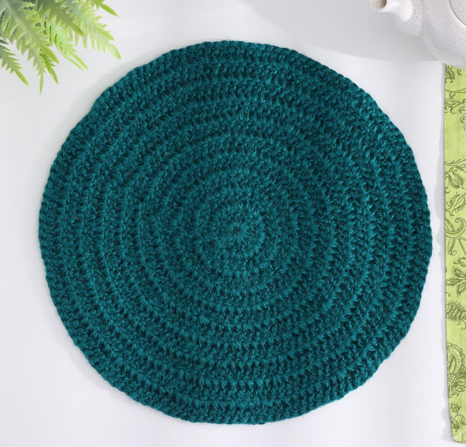 Салфетки сервировочные, D 35 см, зелёный, джут