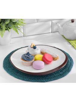 Салфетки сервировочные, D 35 см, зелёный, джут