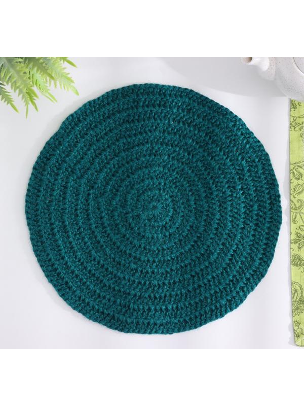 Салфетки сервировочные, D 35 см, зелёный, джут