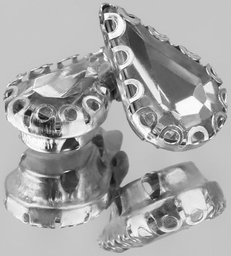 Стразы пришивные «Капля», в ажурной оправе, 6 × 10 мм, 20 шт, цвет белый