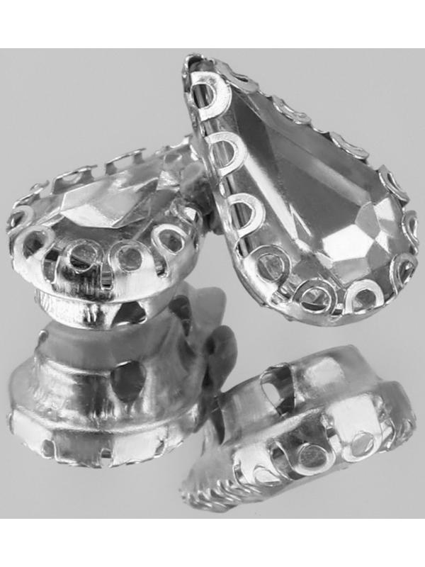 Стразы пришивные «Капля», в ажурной оправе, 6 × 10 мм, 20 шт, цвет белый