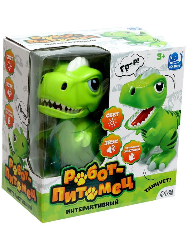 Робот динозавр «Питомец» IQ BOT, интерактивный: сенсорный, звук, свет, на батарейках