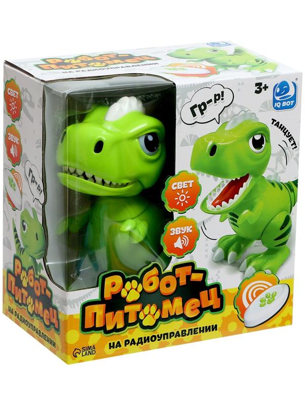 Робот динозавр «Питомец» IQ BOT, на пульте управления, интерактивный: звук, свет, танцующий, на аккумуляторе