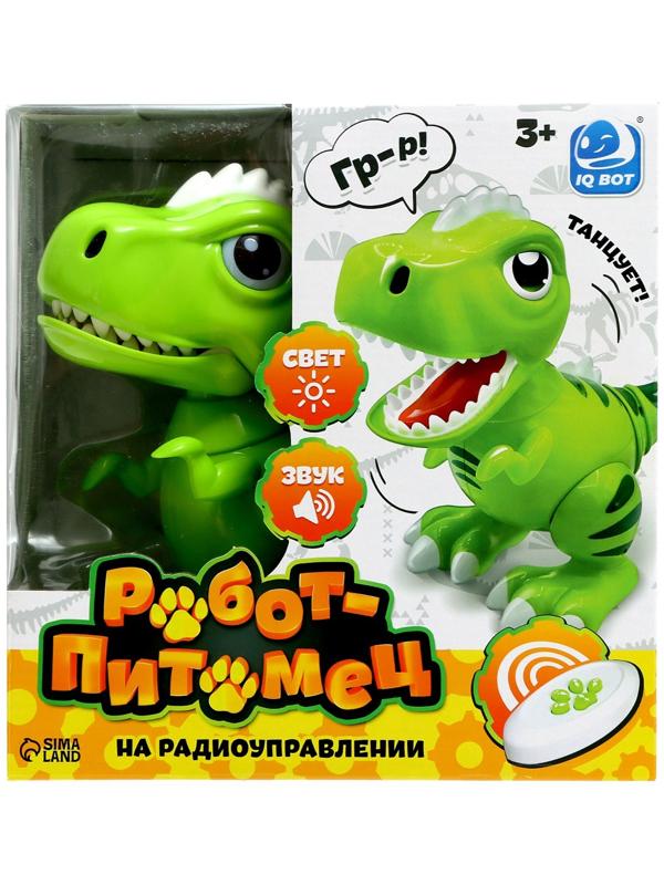 Робот динозавр «Питомец» IQ BOT, на пульте управления, интерактивный: звук, свет, танцующий, на аккумуляторе