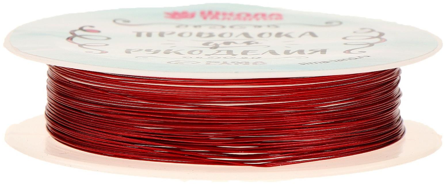 Проволока для бисероплетения, диаметр: 0,3 мм, длина: 10 м, цвет красный