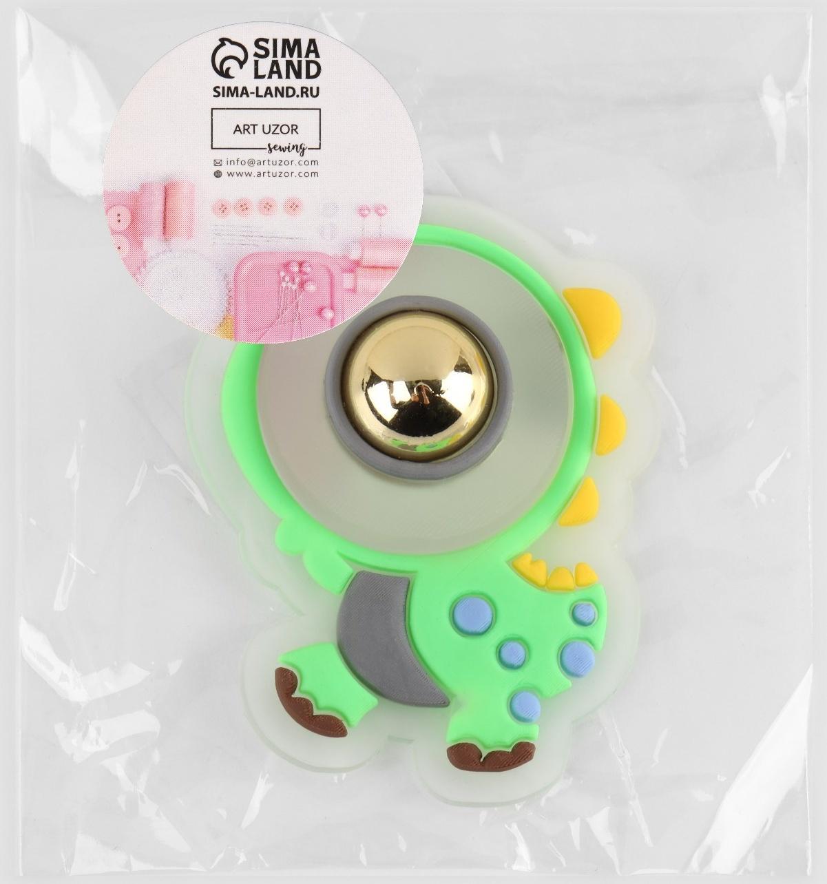 Нашивка силиконовая «Динозавр», светящаяся, 5,5 × 4 см, цвет зелёный