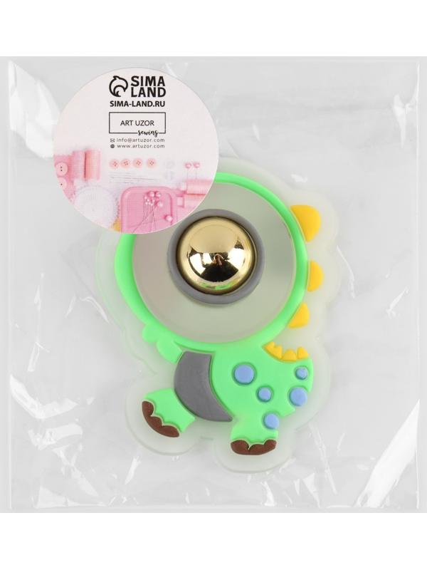 Нашивка силиконовая «Динозавр», светящаяся, 5,5 × 4 см, цвет зелёный