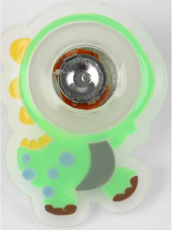 Нашивка силиконовая «Динозавр», светящаяся, 5,5 × 4 см, цвет зелёный