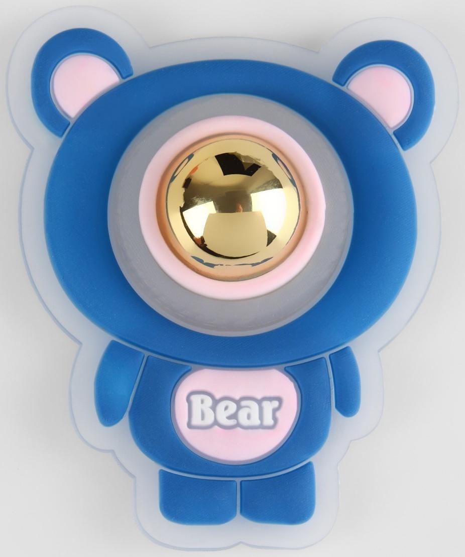 Нашивка силиконовая «Мишка», светящаяся, 5 × 4 см, цвет синий