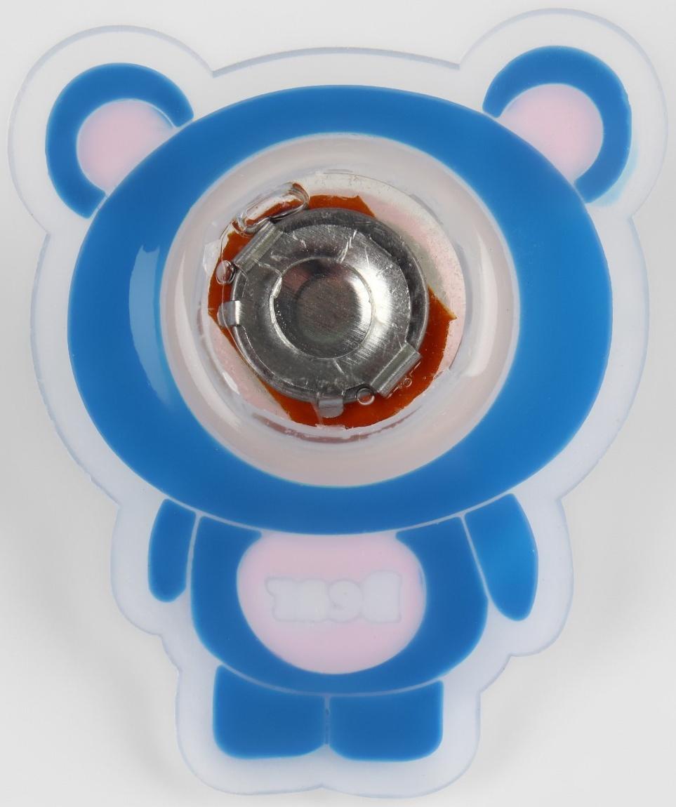 Нашивка силиконовая «Мишка», светящаяся, 5 × 4 см, цвет синий