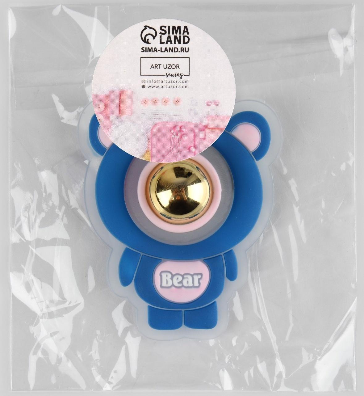 Нашивка силиконовая «Мишка», светящаяся, 5 × 4 см, цвет синий