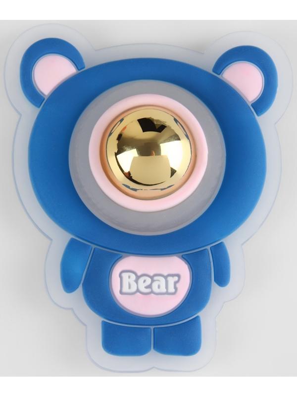 Нашивка силиконовая «Мишка», светящаяся, 5 × 4 см, цвет синий