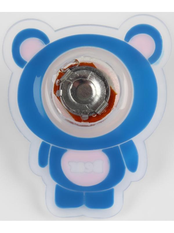 Нашивка силиконовая «Мишка», светящаяся, 5 × 4 см, цвет синий