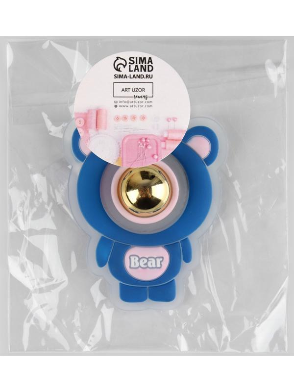 Нашивка силиконовая «Мишка», светящаяся, 5 × 4 см, цвет синий