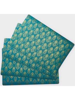 Набор салфеток сервировочных Доляна «Перья», 4 шт, 30×45 см, цвет бирюзовый