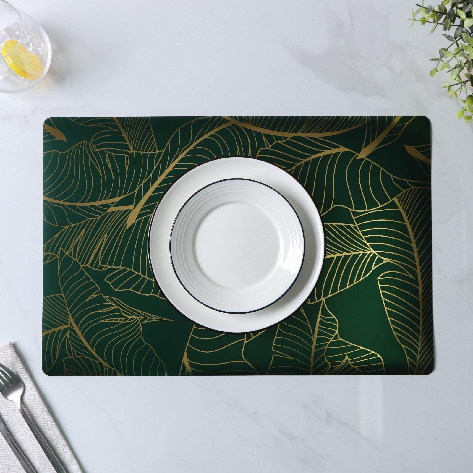 Набор салфеток сервировочных Доляна «Лаундж», 4 шт, 30×45 см, цвет зелёный