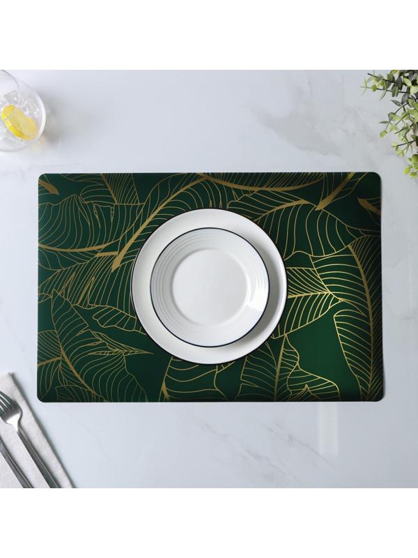 Набор салфеток сервировочных Доляна «Лаундж», 4 шт, 30×45 см, цвет зелёный