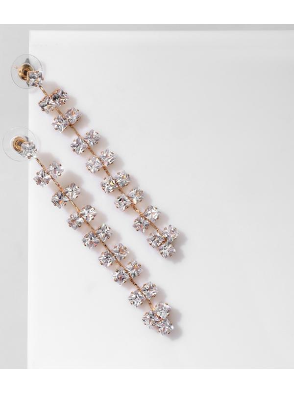 Серьги висячие со стразами 