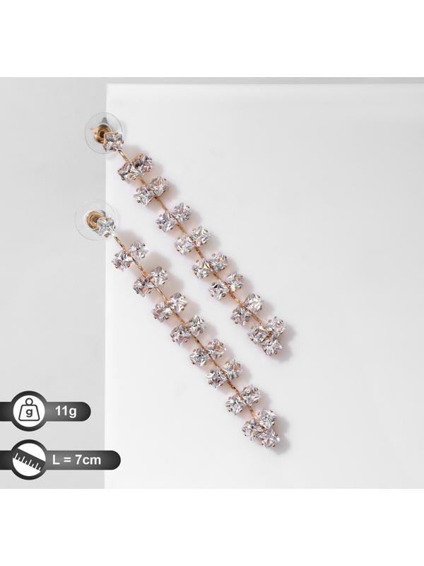 Серьги висячие со стразами 