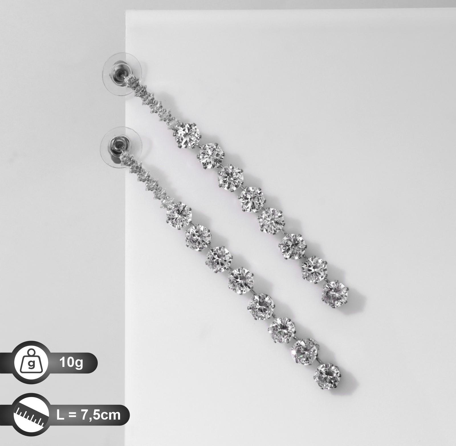 Серьги висячие со стразами 