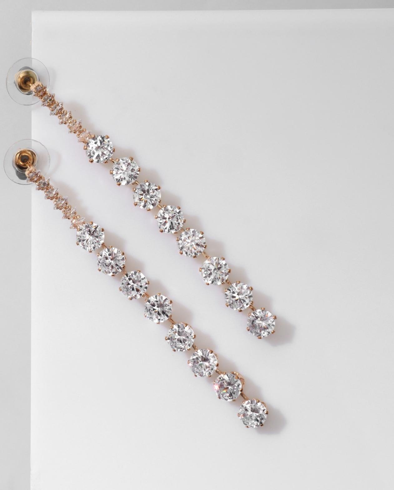 Серьги висячие со стразами 