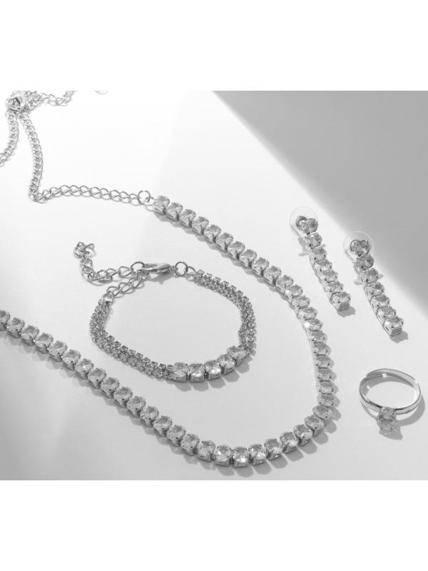 Набор 4 предмета: серьги, колье, браслет, кольцо 