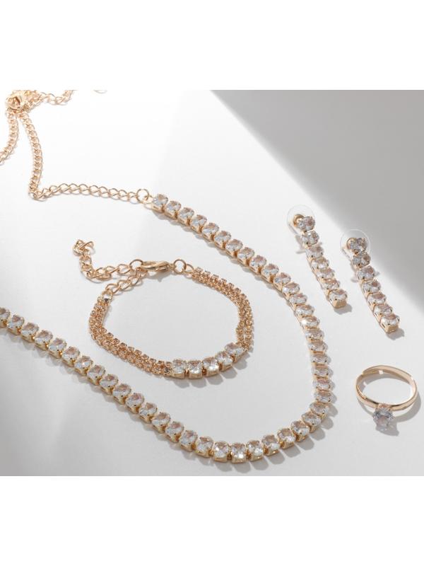 Набор 4 предмета: серьги, колье, браслет, кольцо 