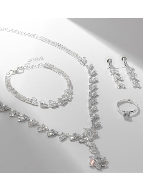 Набор 4 предмета: серьги, колье, браслет, кольцо 