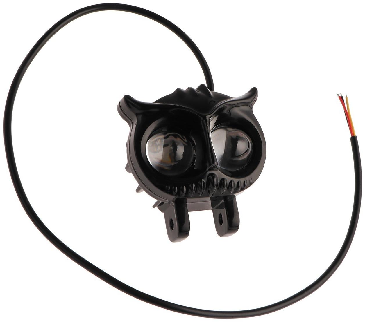 Фара cветодиодная, Сова, 12 В, 15 Вт, 1080 Лм, провод 56 см, свет бело-желтый, набор 2 шт